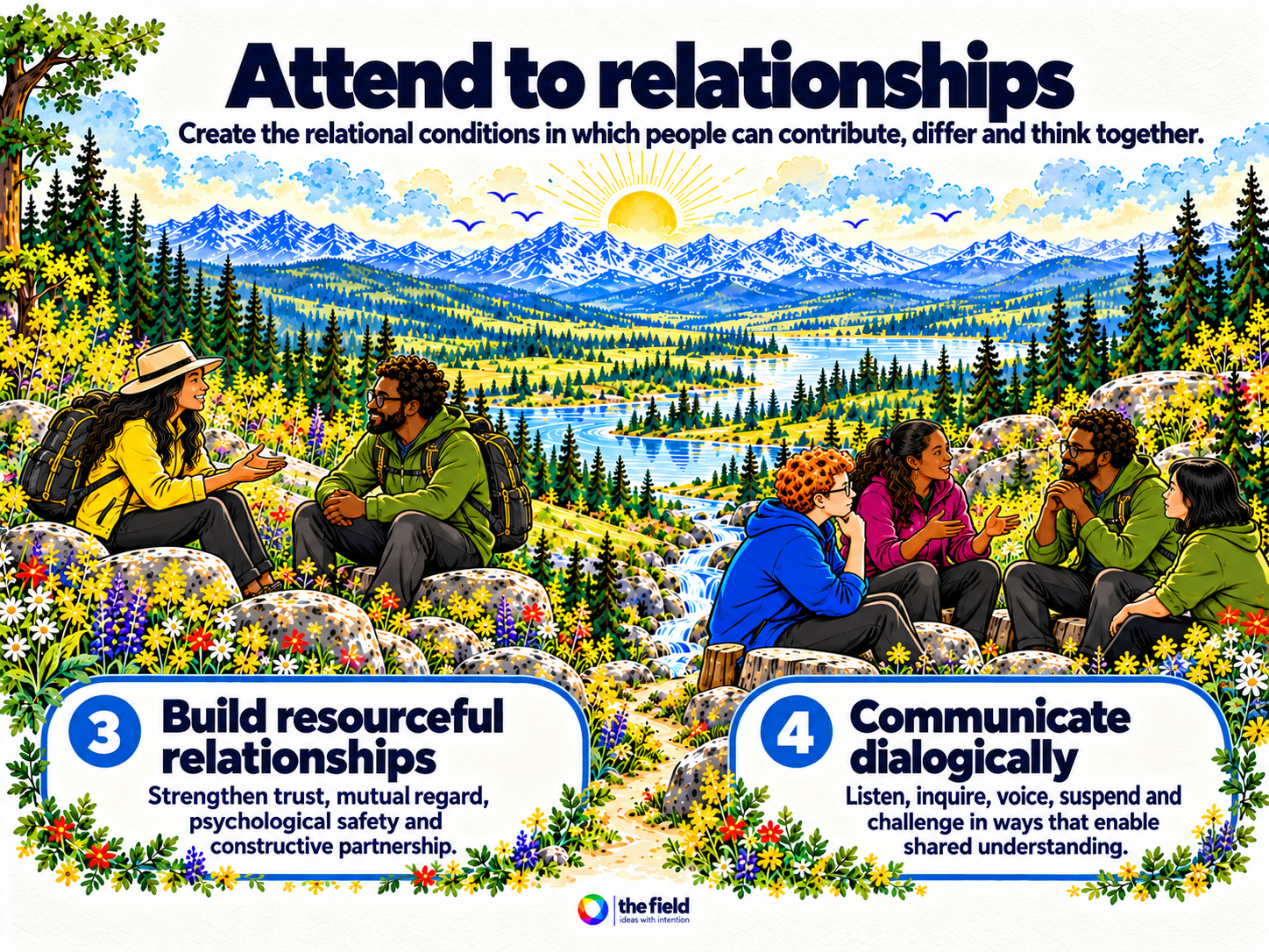 Attend to relationships through trust, mutual regard, psychological safety and dialogic communication