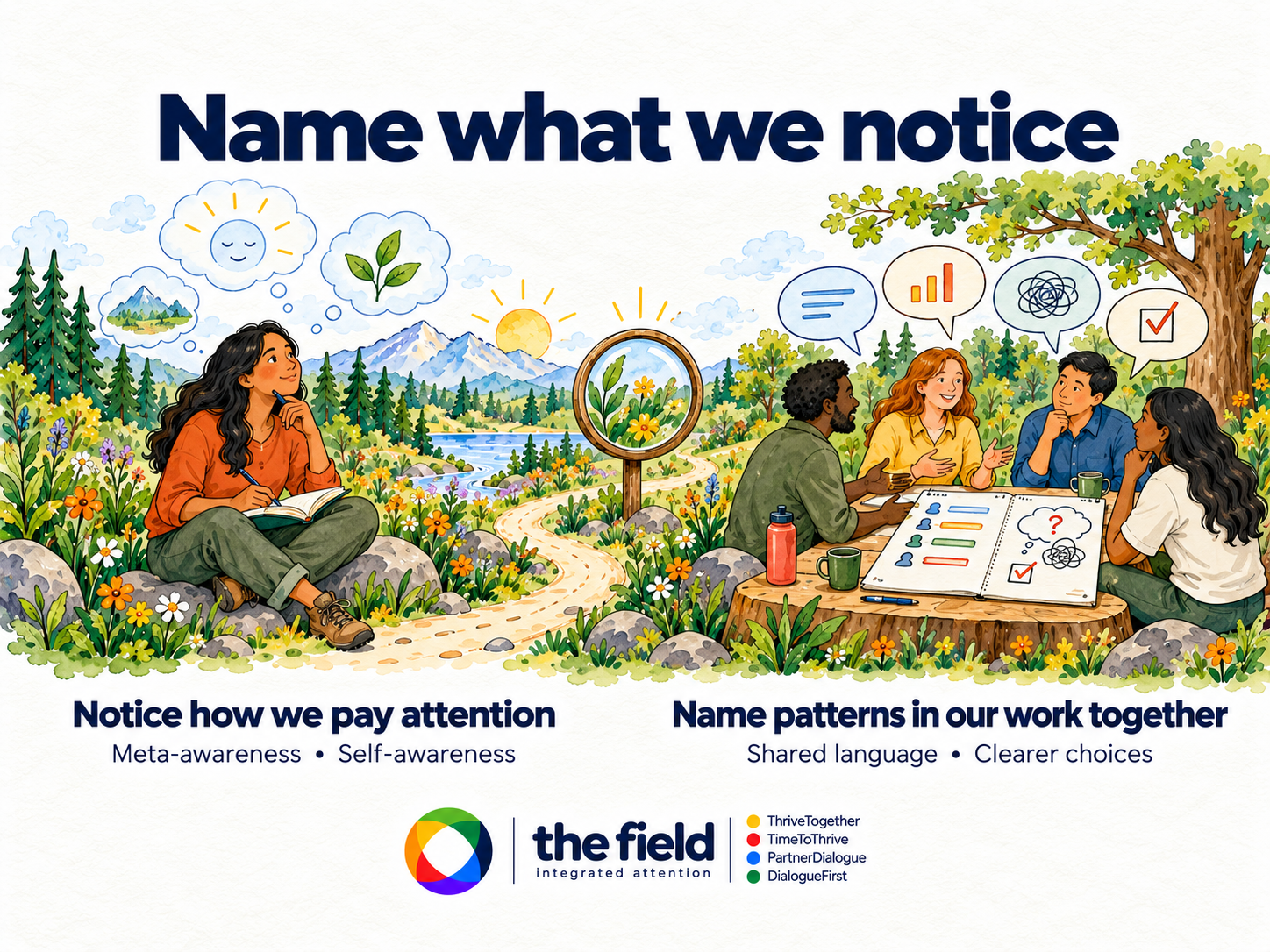 Illustration of noticing how we pay attention and naming patterns in shared work